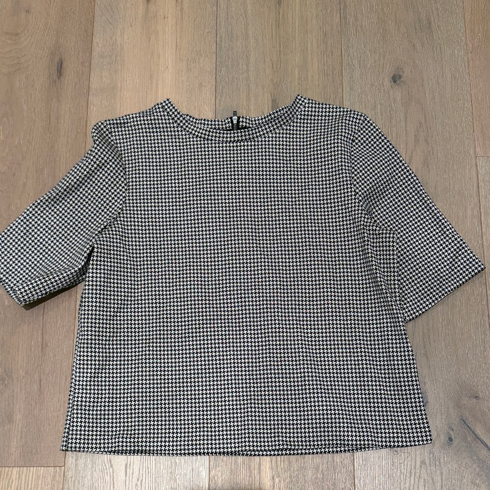 Theory Black and White Houndstooth Blouse